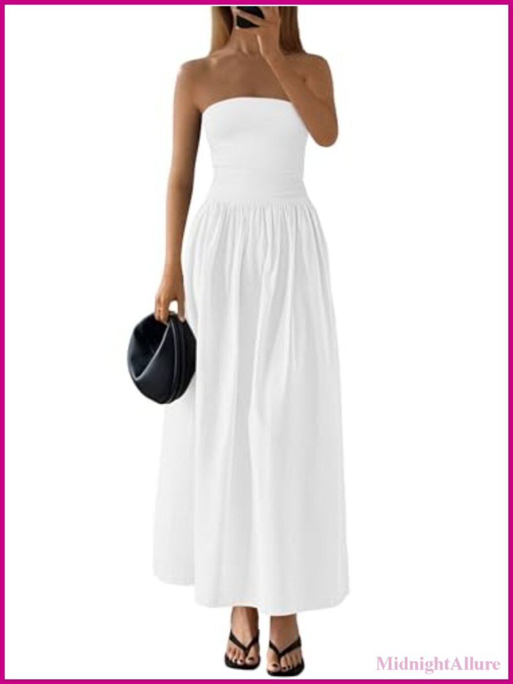 Strapless A-Line Maxi Dress Tube Top Patchwork Flowy Summer Formal